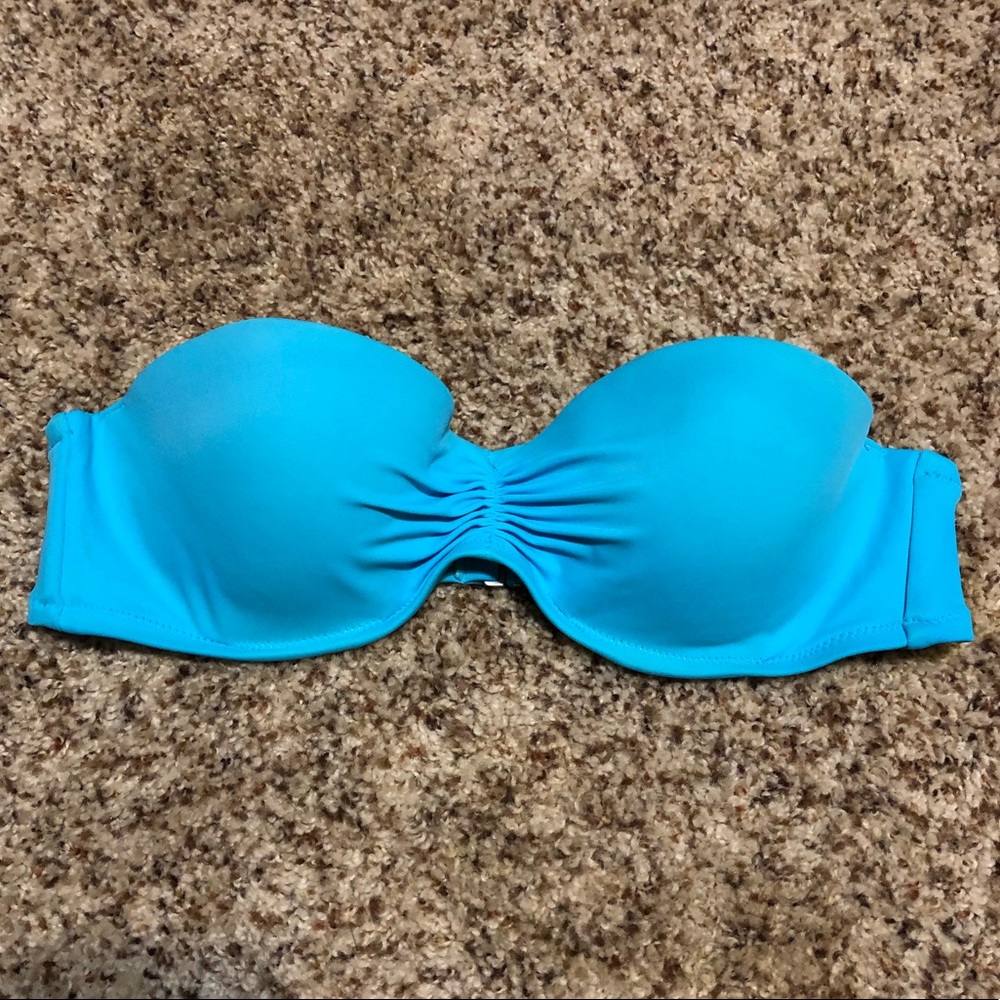 Blue ruched bandeau bikini top Victoria’s Secret